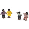 VIGA Set of Wooden Dolls with Cloth Clothes, 4 pcs., Dark Skin
