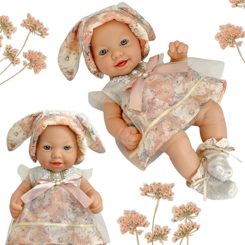 WOOPIE ROYAL Vintage Baby Doll 24 cm in Bunny Dress and Hat