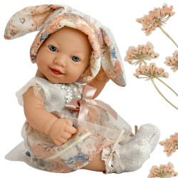 WOOPIE ROYAL Vintage Baby Doll 24 cm in Bunny Dress and Hat