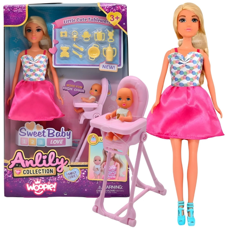 WOOPIE ROYAL Lily Baby Doll Highchair Accessories Set