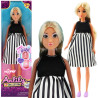 WOOPIE ROYAL Pregnant Lily Doll in Black and White Striped Dress