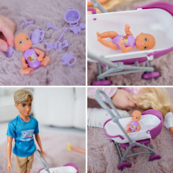 WOOPIE ROYAL Doll Set Family Lily Pregnant Dad Baby Stroller Accessories