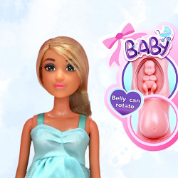 WOOPIE ROYAL Lily Doll with Pregnant Belly Baby Blue Dress