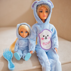WOOPIE ROYAL Dolls Blue Teddy Bears Overalls Set of 2