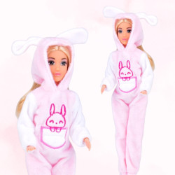 WOOPIE ROYAL Dolls Overalls Pink Bunnies Set of 2