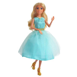 WOOPIE ROYAL Lily Doll 30 cm Long Blonde Hair Elegant Turquoise Dress