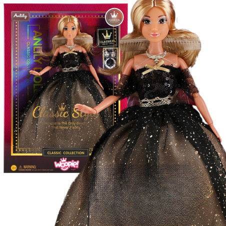 WOOPIE ROYAL Lily Doll 30cm Long Blonde Hair Black Ball Gown