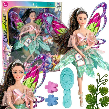 WOOPIE ROYAL Emi Fairy Doll with Colorful Wings and Hairbrush
