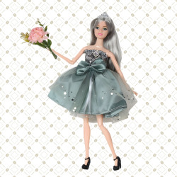 WOOPIE ROYAL Emi Doll in an Elegant Tulle Dress with a Bow and Bouquet