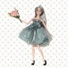 WOOPIE ROYAL Emi Doll in an Elegant Tulle Dress with a Bow and Bouquet