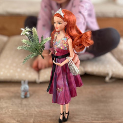 WOOPIE ROYAL Emi Style Fashion Doll 32 cm - Stylish Princess in a Pink Dress + Accessories