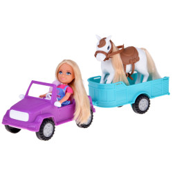 WOOPIE ROYAL Niki Doll Set with Horse, Car and Trailer