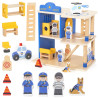 VIGA Wooden Police Station Police Car 3 levels 14 pieces