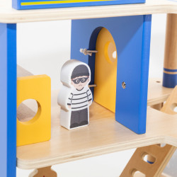 VIGA Wooden Police Station Police Car 3 levels 14 pieces