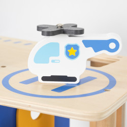 VIGA Wooden Police Station Police Car 3 levels 14 pieces