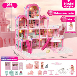 WOOPIE Dollhouse Villa with Accessories and Illuminated Doll 296 pcs.