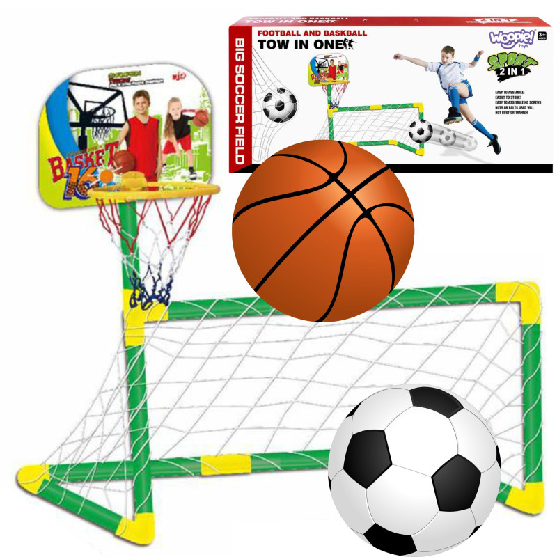 WOOPIE 2-in-1 Basketball Goal + Balls Set