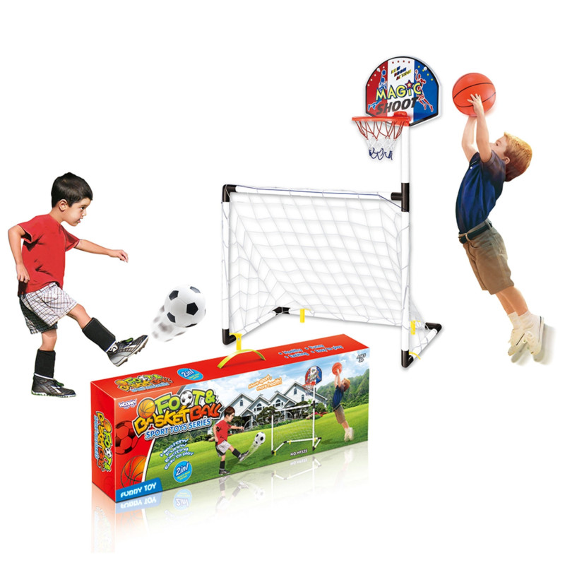 WOOPIE 2-in-1 Basketball Goal + Balls Set
