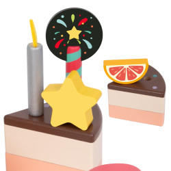 CLASSIC WORLD Wooden Birthday Cake for Cutting 19 pcs.