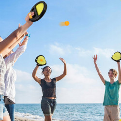 WOOPIE Catch Ball Throw Catch Arcade Game for Two 2x Paddles + 4 Balls