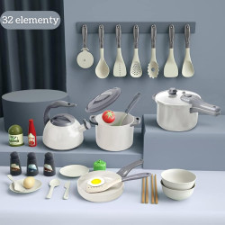 WOOPIE Little Chef Set Pots Frying Pan Kettle White 32 pcs.