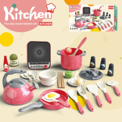 WOOPIE Little Chef's Set Induction Pots Frying Pan Kettle Pink 30 pcs.