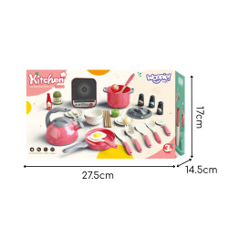 WOOPIE Little Chef's Set Induction Pots Frying Pan Kettle Pink 30 pcs.