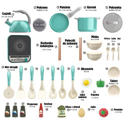 WOOPIE Little Chef's Set Induction Pots Frying Pan Kettle Green 30 pcs.