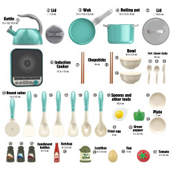 WOOPIE Little Chef's Set Induction Pots Frying Pan Kettle Green 30 pcs.
