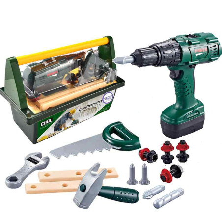 WOOPIE Large Tool Box for Kids DIY Set Drill-Driver 15 pcs.