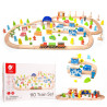 CLASSIC WORLD Set Railway Track Wooden Train + Figures 110 pcs.