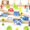 CLASSIC WORLD Set Railway Track Wooden Train + Figures 110 pcs.