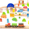 CLASSIC WORLD Set Railway Track Wooden Train + Figures 110 pcs.