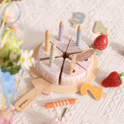VIGA Wooden Birthday Cake for Slicing