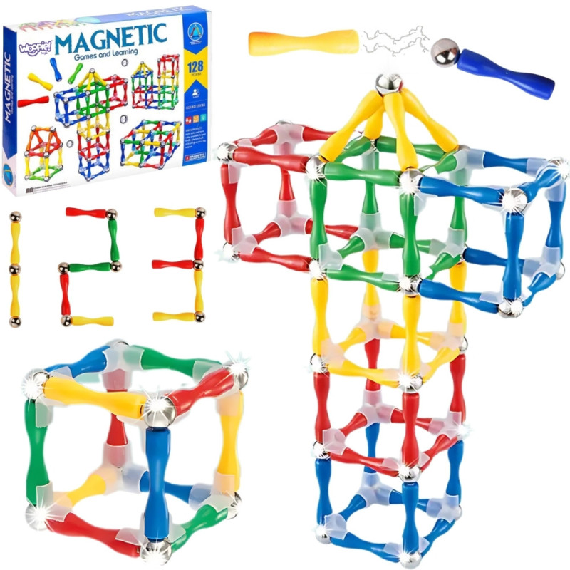 WOOPIE Magnetic Construction Blocks 3D 128 pcs XXL