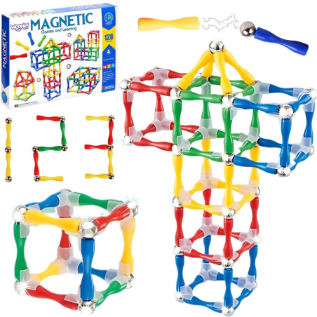 WOOPIE Magnetic Construction Blocks 3D 128 pcs XXL