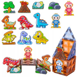 WOOPIE Magnetic Construction Blocks Glowing 3D Dinosaur Park 124pcs.