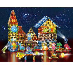 WOOPIE Magnetic Construction Blocks Glowing 3D Dinosaur Park 124pcs.