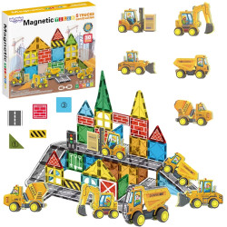 Woopie Magnetic Building Block Set with Construction Vehicles