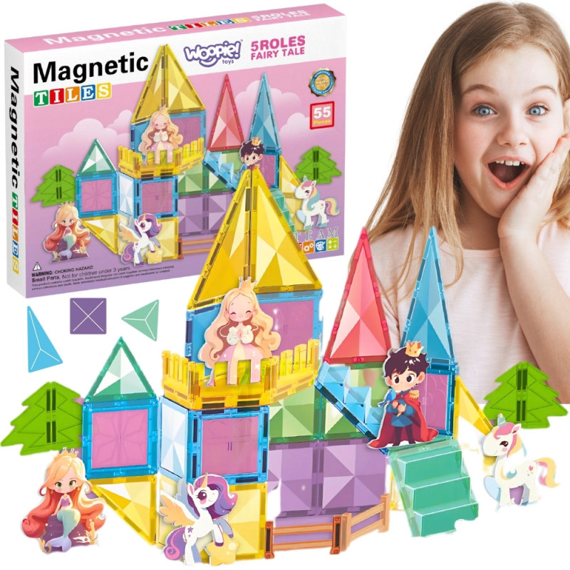 WOOPIE Magnetic Construction Blocks 3D Educational Set Fairytale Castle 55 pcs.