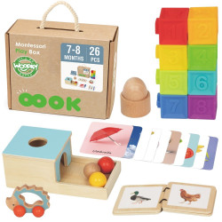 WOOPIE GREEN Box XXL Montessori Educational 6-in-1 Sensory Box 7-8 Months 26 pcs FSC