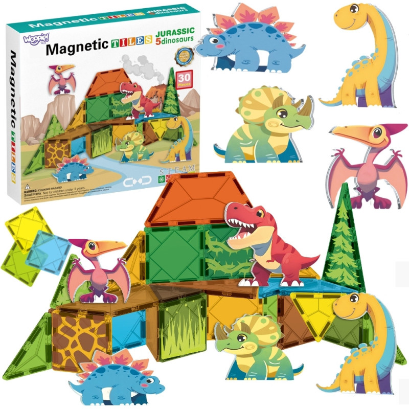 WOOPIE Magnetic Building Blocks 7.5 cm Dino 30 pcs.