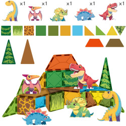 WOOPIE Magnetic Building Blocks 7.5 cm Dino 30 pcs.