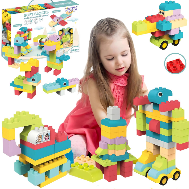 WOOPIE Large Educational Building Blocks for Children 86 pcs - Steamed at 120 degrees