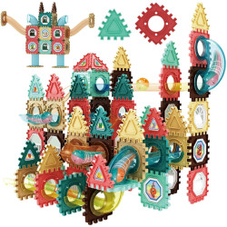 WOOPIE Magnetic Construction Blocks 3D Educational Set Ball Track 128 pcs.