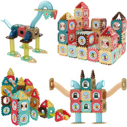 WOOPIE Magnetic Construction Blocks 3D Educational Set Ball Track 128 pcs.