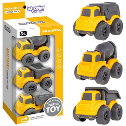 WOOPIE 3-in-1 Set Construction Vehicles Garbage Truck Concrete Mixer Dump Truck