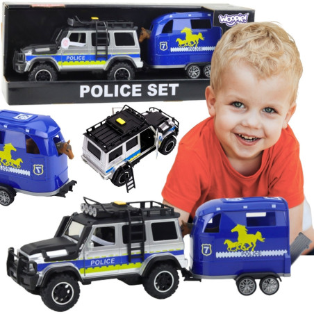 WOOPIE Police Off-Road Vehicle with Horse Trailer Set