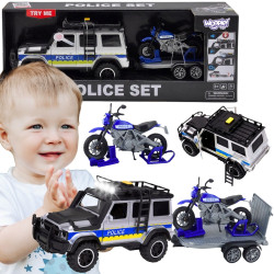 WOOPIE Police Off-Road Vehicle with Motorcycle Trailer Set