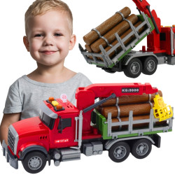 WOOPIE Truck with Moving Timber Crane, Sound, Light 1:14